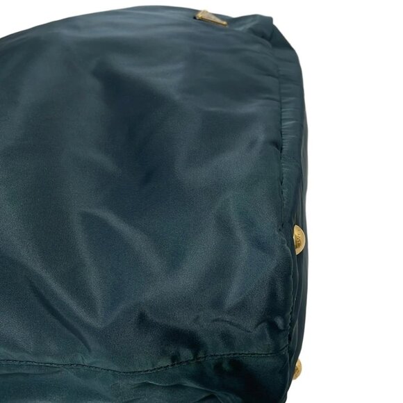 PRADA - Blue Green Navy Nylon Leather Handbag 400-053125 - Picture 5 of 9